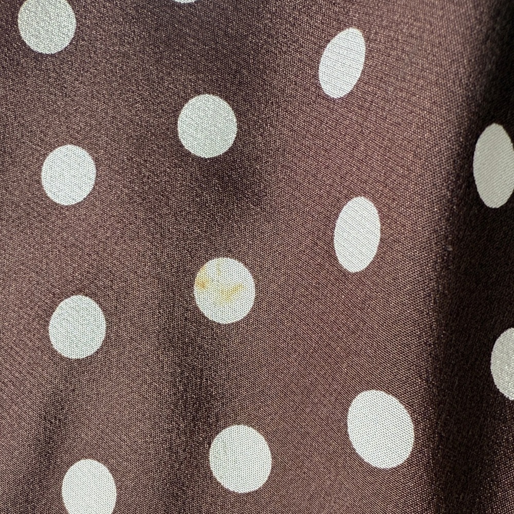 Vintage Liz Claiborne Brown and White Polka Dot Silk Scarf Trendy - Picture 5 of 5